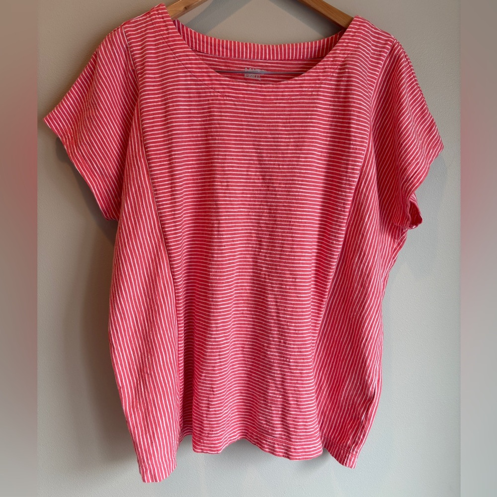 Lands'‎ End Pink Striped Short Sleeve Tee Size Large
